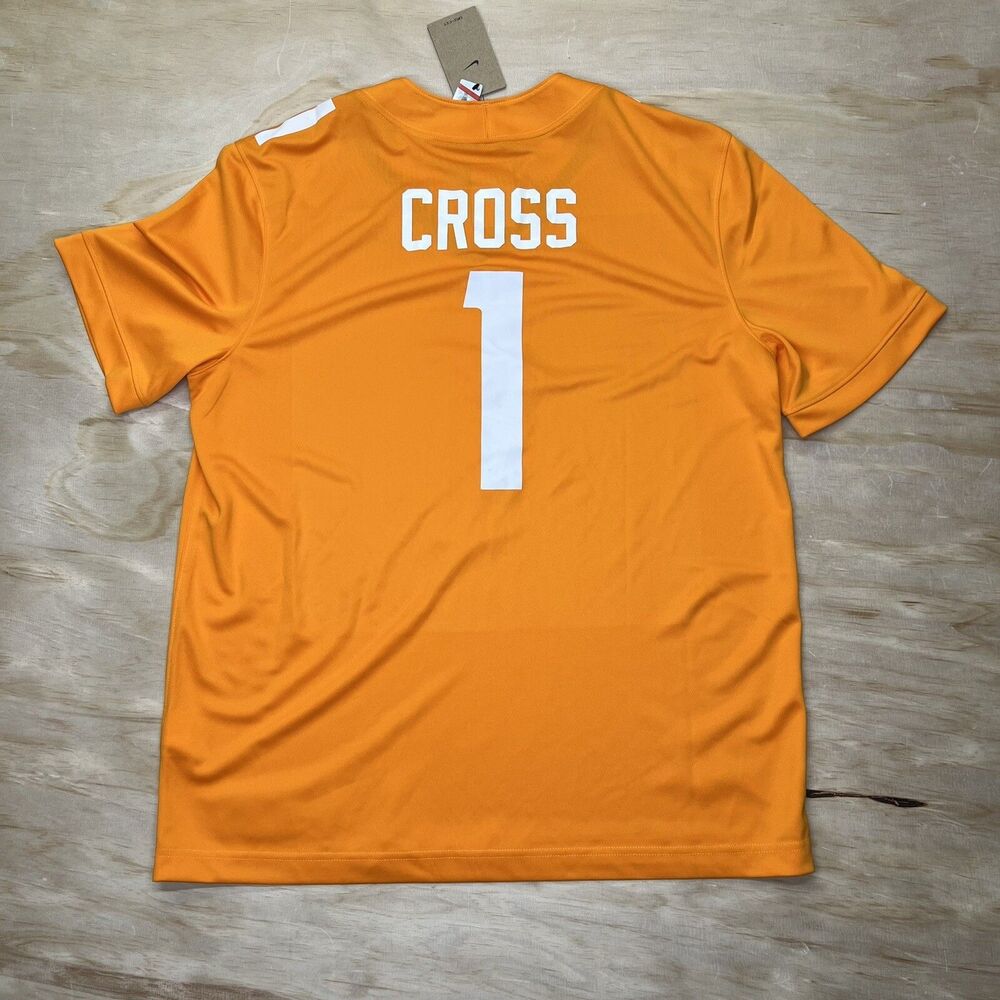 NEW LG Tennessee Volunteers Nike Home Orange Jersey PRINTED #1 Cross